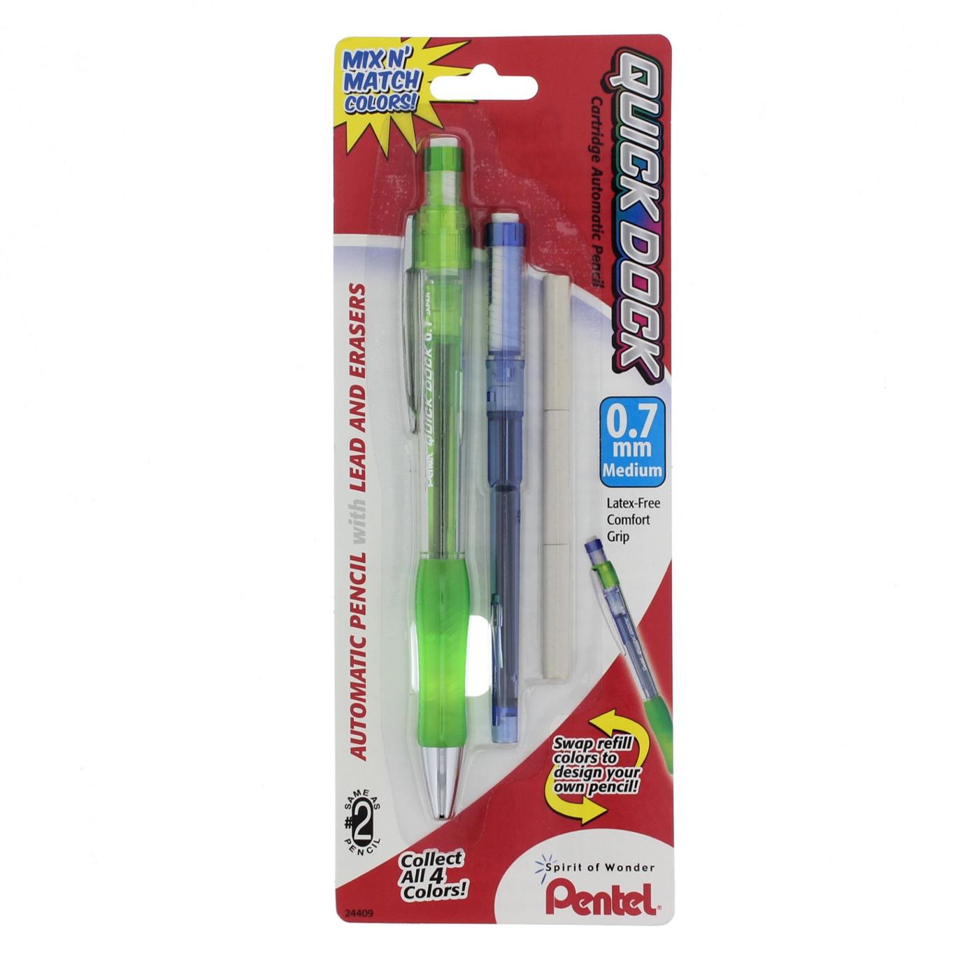 Pentel Quick Dock Colors Mechanical Pencil with Refill Lead and Erasers; image 4 of 4