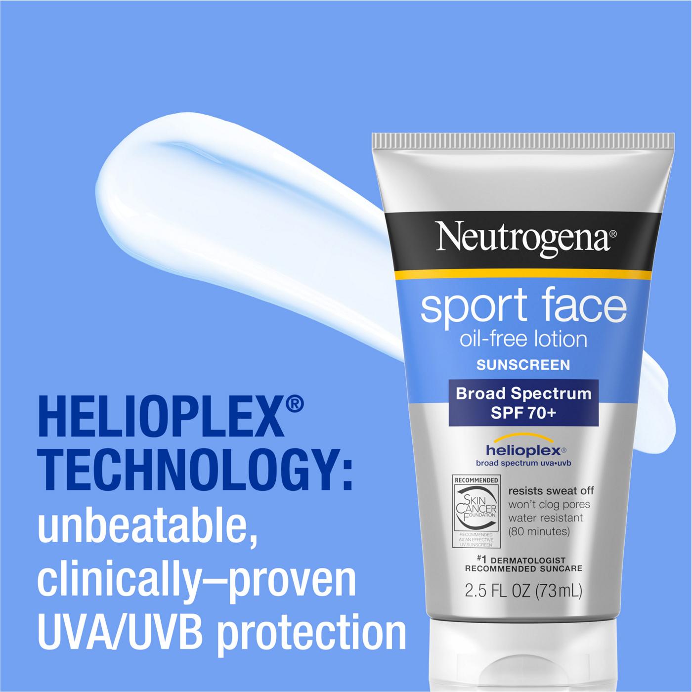 Neutrogena Sport Face Oil-Free Sunscreen Lotion - SPF 70+; image 5 of 8