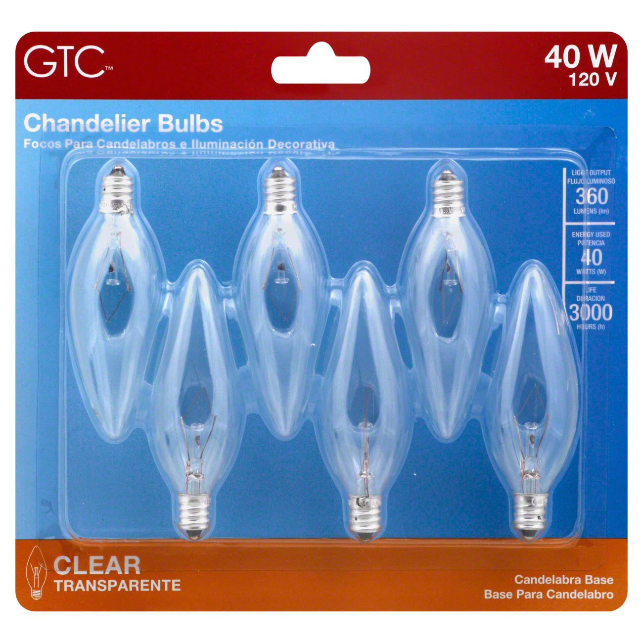 GTC B10 40Watt Clear Chandelier Light Bulbs Shop Light bulbs at HEB