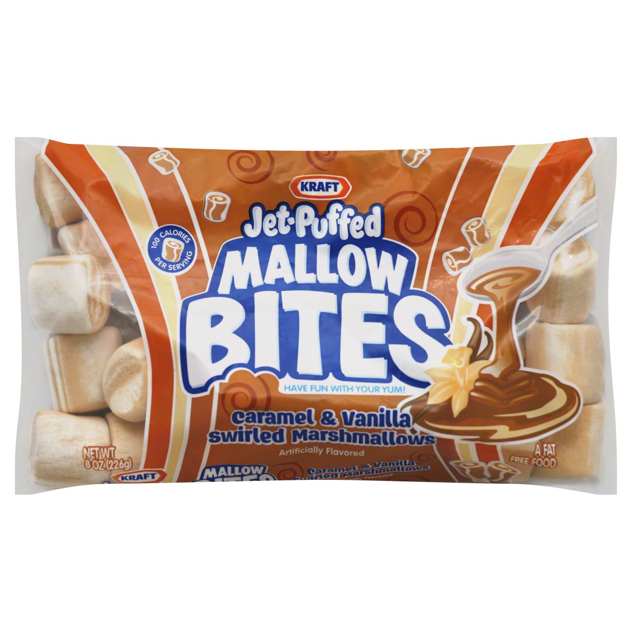 Kraft Jet Puffed Mallow Bites Caramel and Vanilla Swirled Marshmallows Shop Baking Chocolate