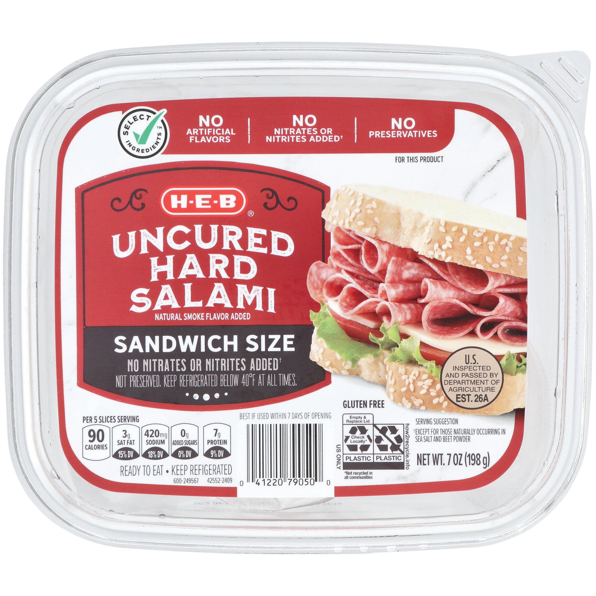 HEB Hard Salami Sandwich Size, Sliced Shop Meat at HEB