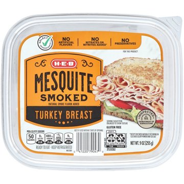 H-E-B Mesquite-Smoked Turkey Breast Lunch Meat, 9 oz