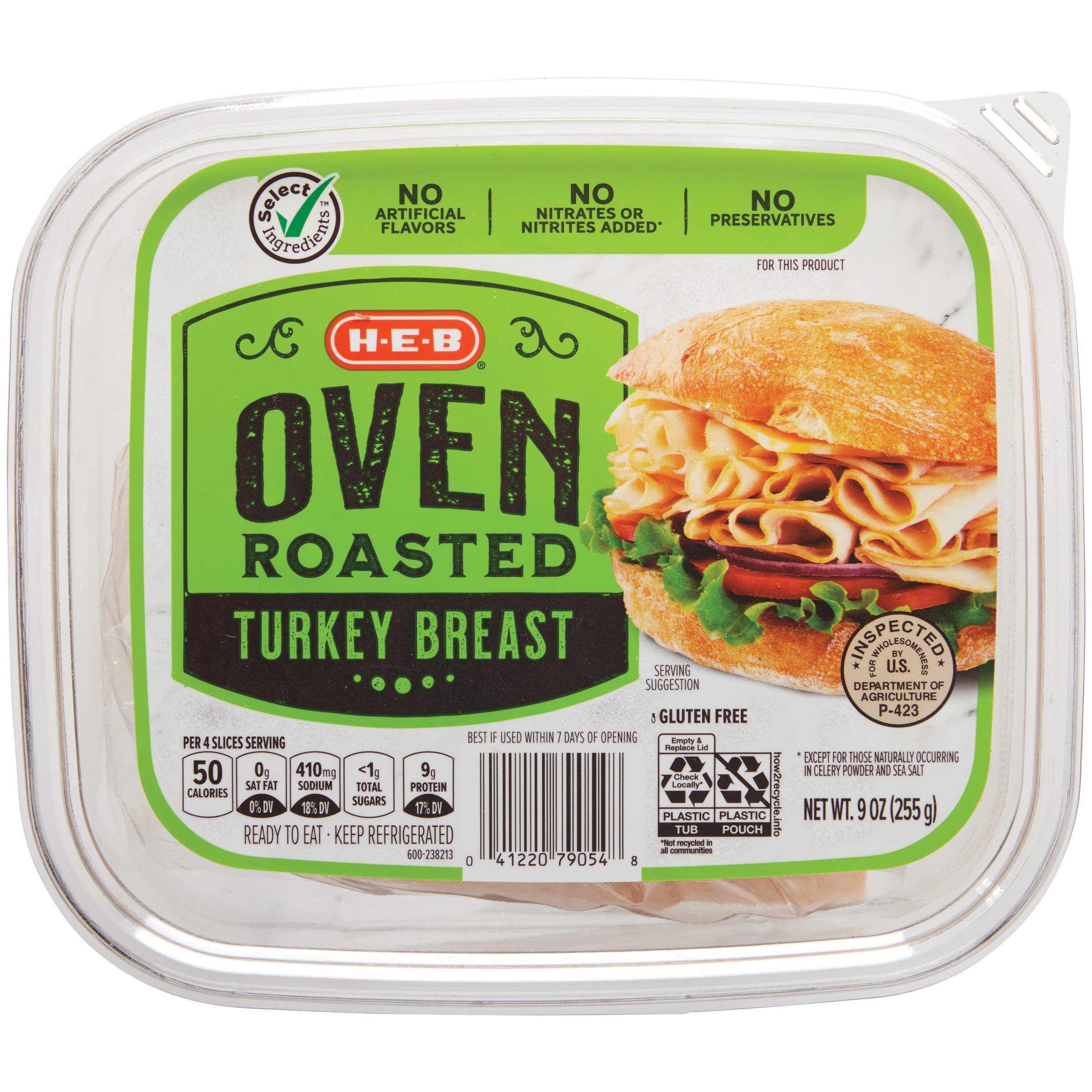 H-E-B Select Ingredients Turkey Breast Oven Roasted Shaved - Shop Meat ...