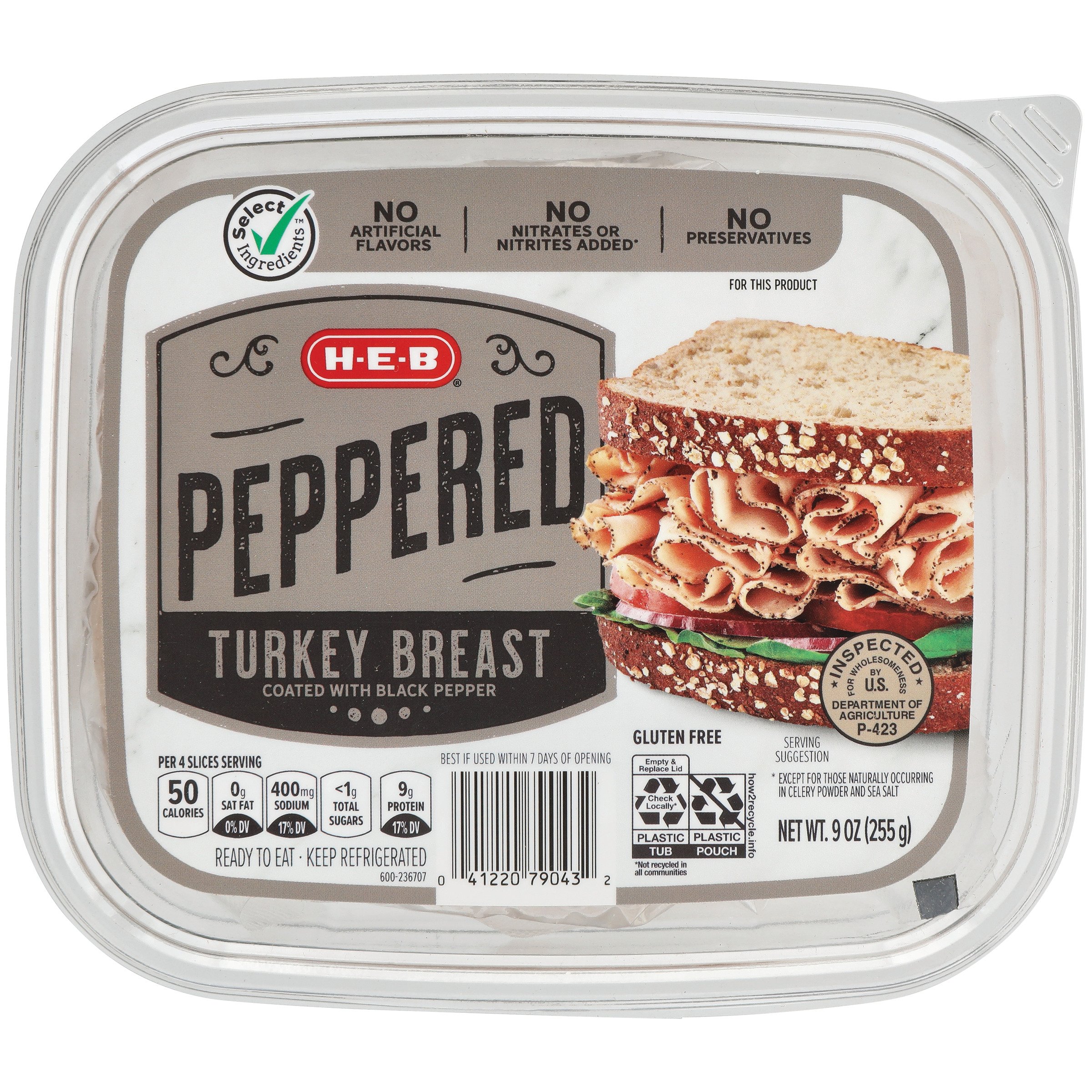 HEB Select Ingredients Smoked Peppered Turkey Breast Shop Meat at HEB