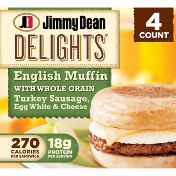 Jimmy Dean Delights Turkey Sausage, Egg White & Cheese English Muffin Breakfast Sandwiches