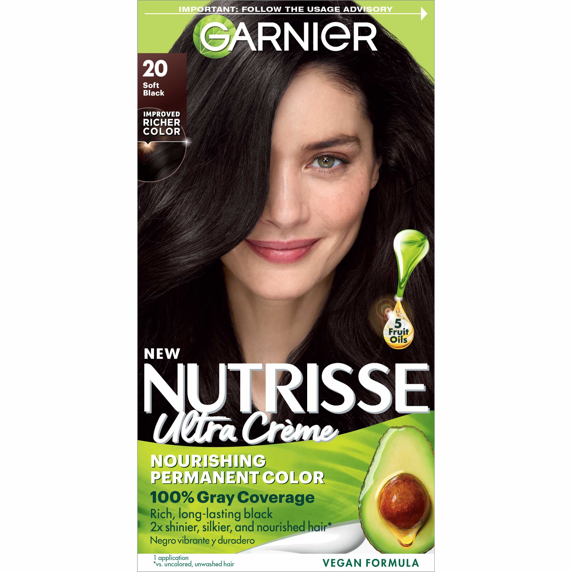 Garnier Nutrisse Nourishing Hair Color Creme 20 Soft Black (Black Tea) Shop Hair color at HEB