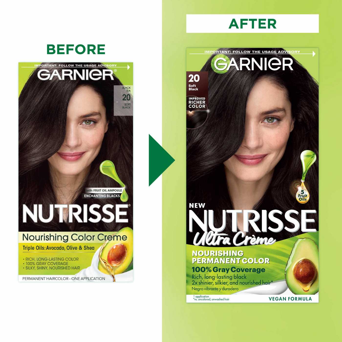 Garnier Nutrisse Nourishing Hair Color Creme - 20 Soft Black (Black Tea); image 10 of 16