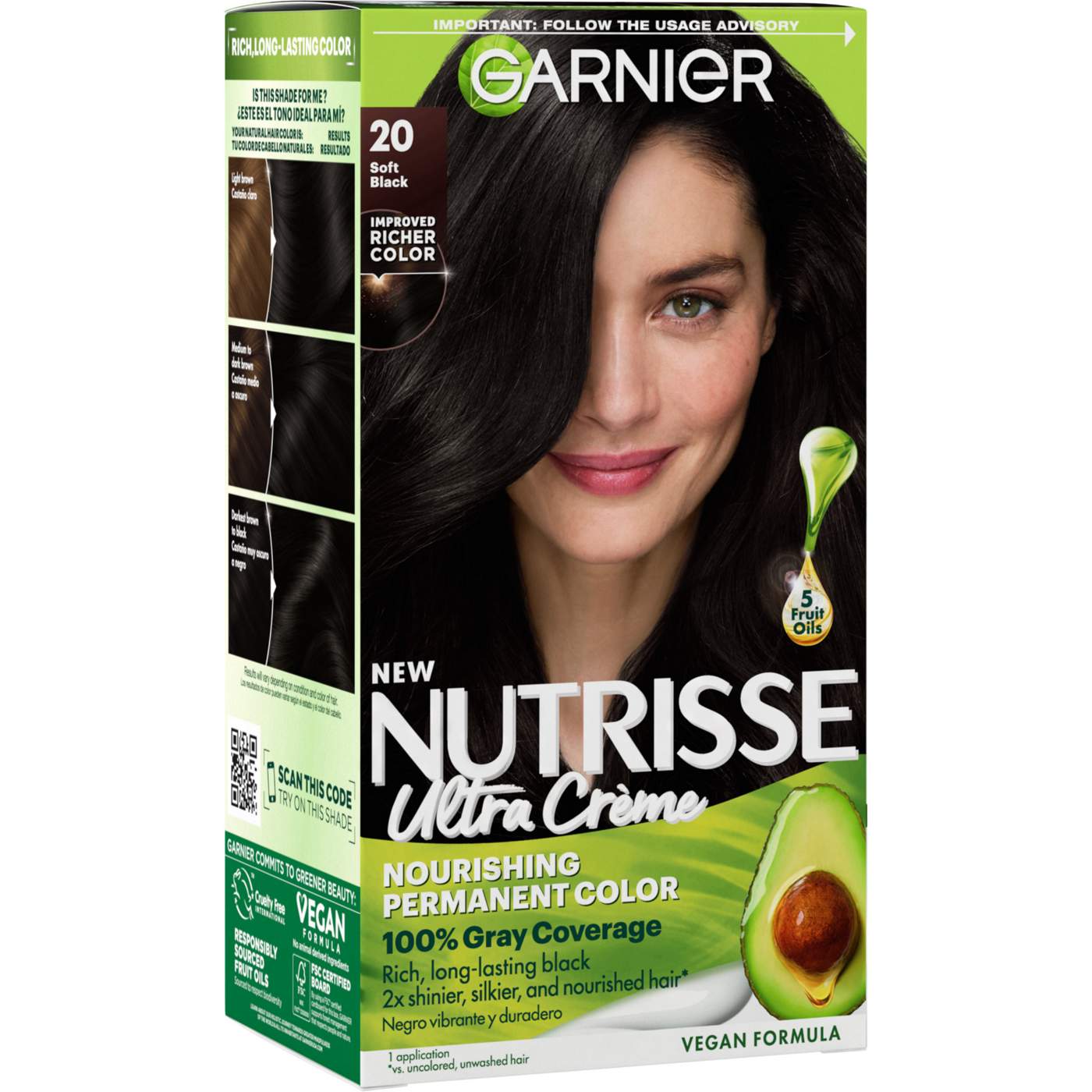 Garnier Nutrisse Nourishing Hair Color Creme - 20 Soft Black (Black Tea); image 4 of 16