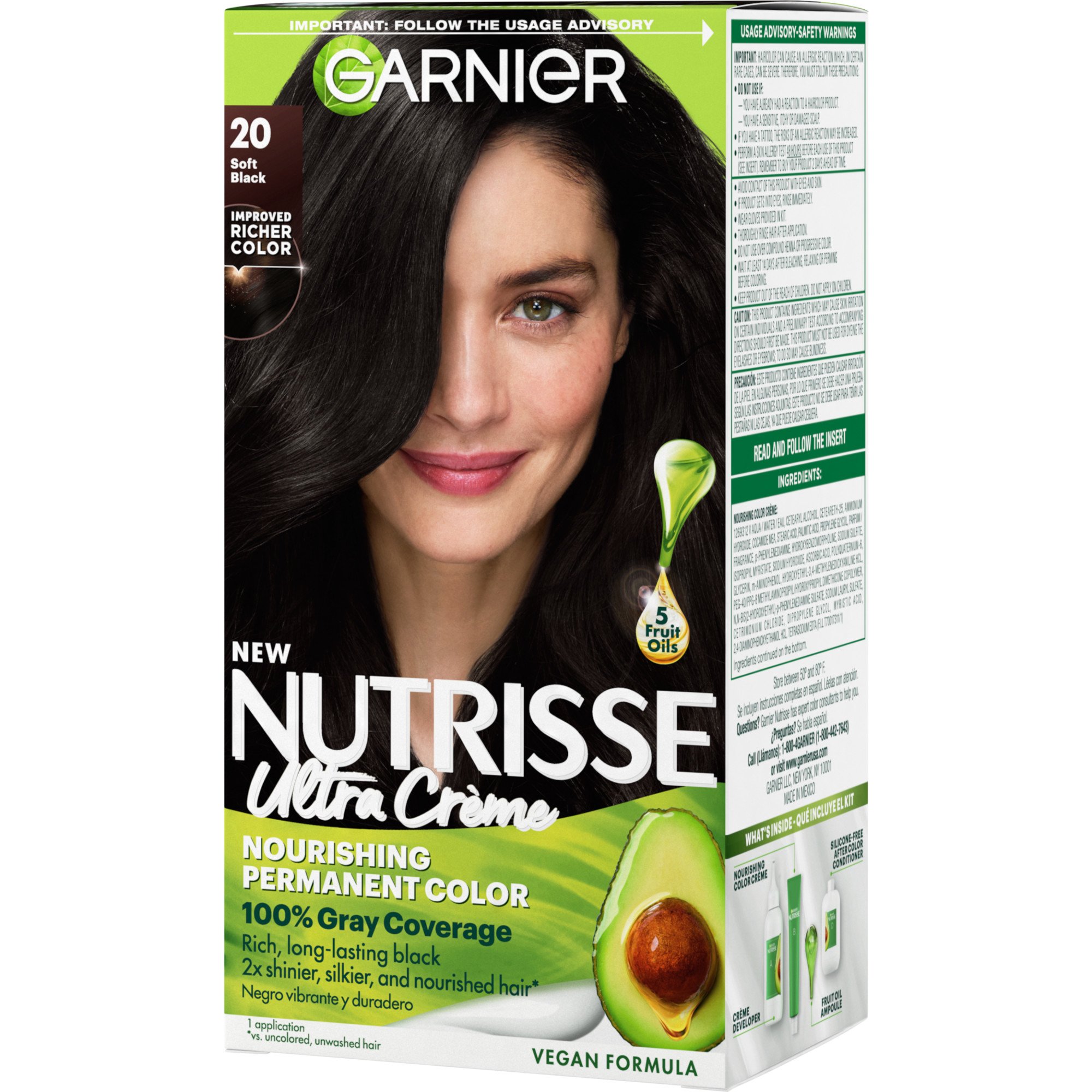 Garnier Nutrisse Nourishing Hair Color Creme - 20 Soft Black