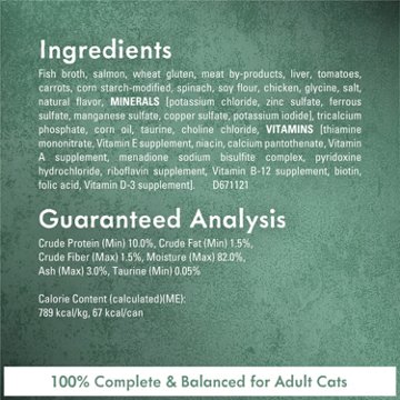 Fancy Feast Purina Wet Cat Food Medleys - Wild Salmon Primavera with Tomatoes Carrots and Spinach in Silky Broth, 3 oz