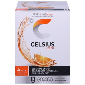 Celsius Zero Sugar Sparkling Energy Drinks 4 pk Cans - Orange