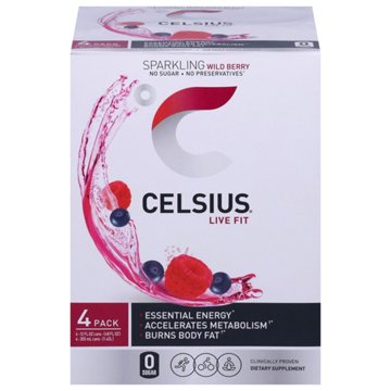 Celsius Zero Sugar Sparkling Energy Drinks 4 pk Cans - Wild Berry