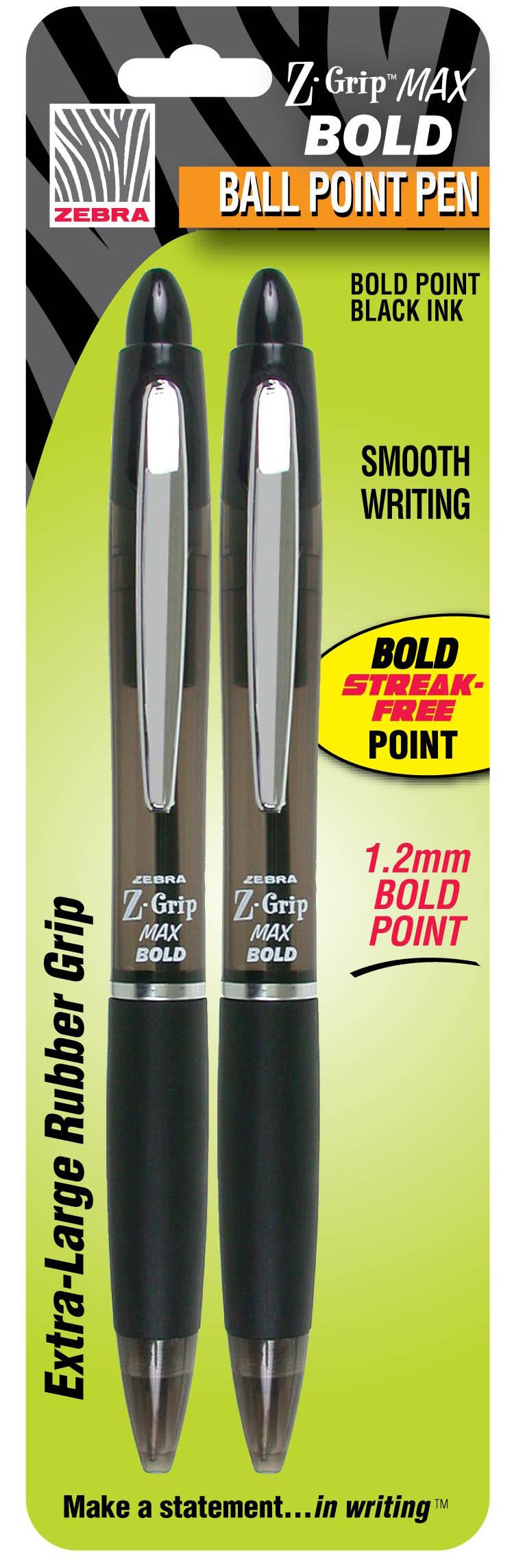 Zebra ZGrip MX Bold Ball Point Pen Retractable, Black Shop Pens at HEB