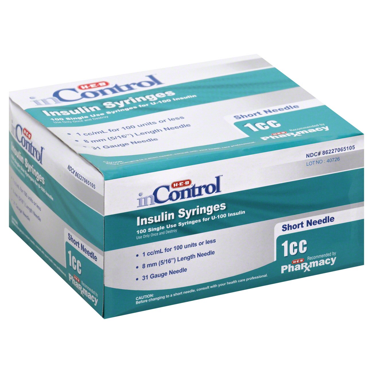 HEB InControl Insulin Syringes Short Needle Shop Needles at HEB