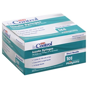 H-E-B InControl Insulin Syringes Short Needle, 100 ct