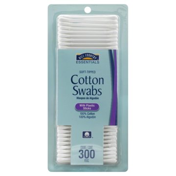 Hill Country Essentials Plastic Stick Cotton Swabs, 300 ct