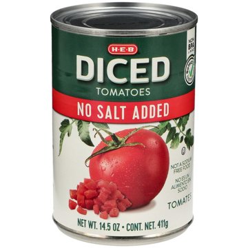 H-E-B No Salt Added Diced Tomatoes, 14.5 oz