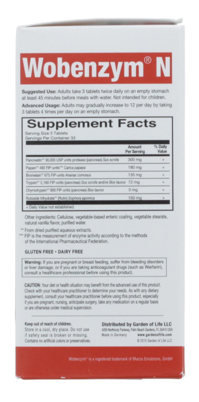 Garden of Life Wobenzym N Joint Health Tablets; image 2 of 2