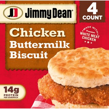 Jimmy Dean 14g Protein Chicken Buttermilk Biscuit Breakfast Sandwiches, 4 ct