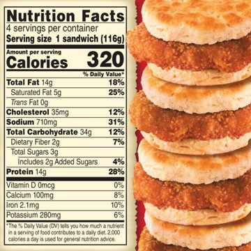Jimmy Dean 14g Protein Chicken Buttermilk Biscuit Breakfast Sandwiches, 4 ct