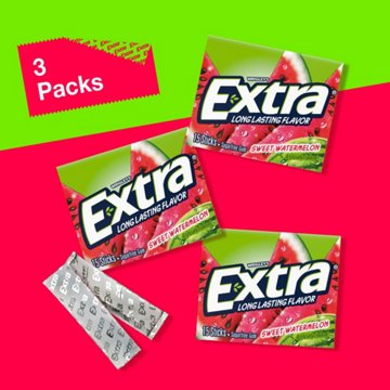 Extra Watermelon Sugar Free Chewing Gum, 3 pk, 45 pc