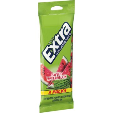 Extra Watermelon Sugar Free Chewing Gum, 3 pk, 45 pc