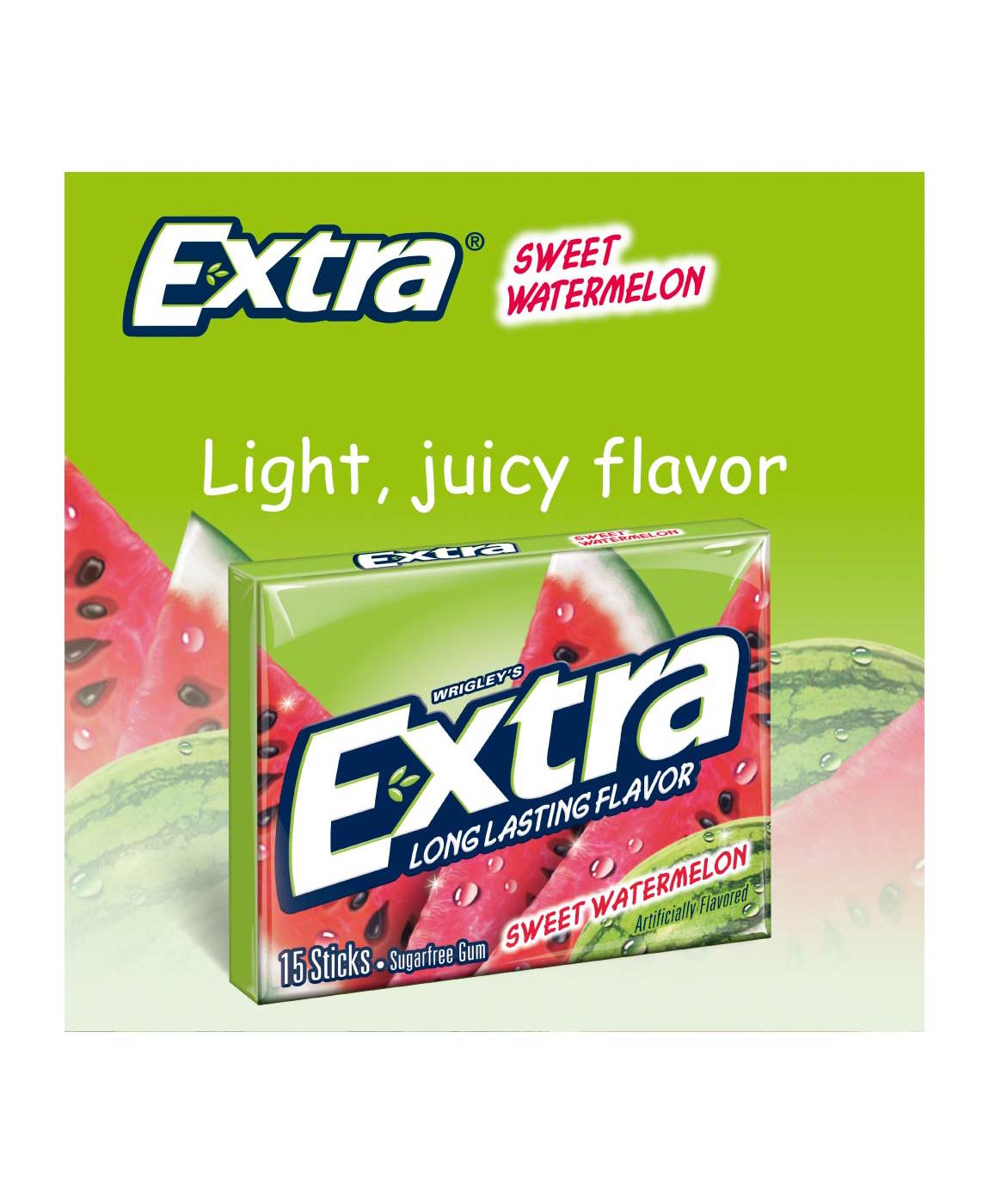 Extra Sweet Watermelon Sugar Free Chewing Gum, 15 ct; image 3 of 6