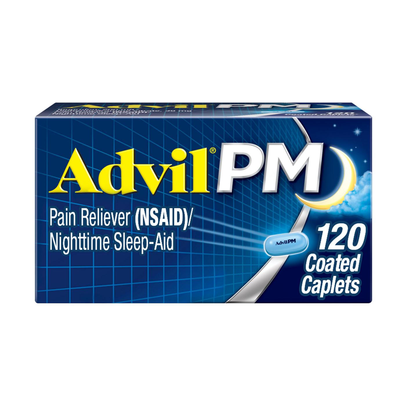 Advil PM Pain Reliever and Nighttime Sleep Aid, Ibuprofen for Pain Relief and Diphenhydramine Citrate for a Sleep Aid; image 1 of 2