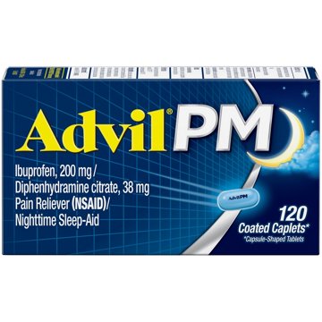 Advil PM Pain Reliever and Nighttime Sleep Aid, Ibuprofen for Pain Relief and Diphenhydramine Citrate for a Sleep Aid