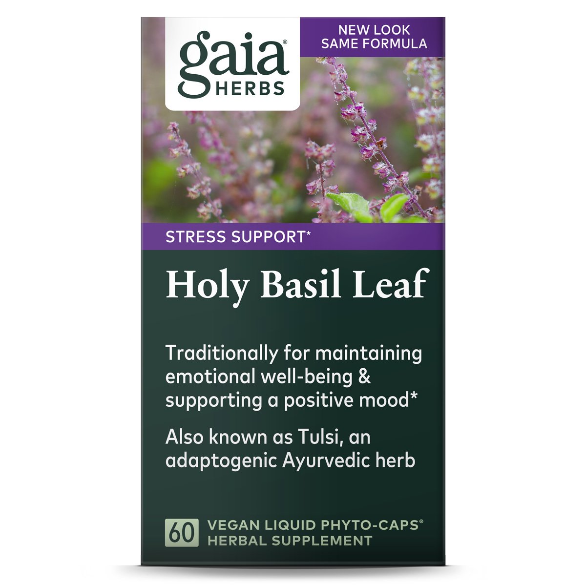 Gaia Herbs Single Herbs Holy Basil Leaf Vegetarian Liquid Phyto-Caps, 60 ct