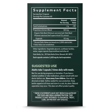 Gaia Herbs Single Herbs Holy Basil Leaf Vegetarian Liquid Phyto-Caps