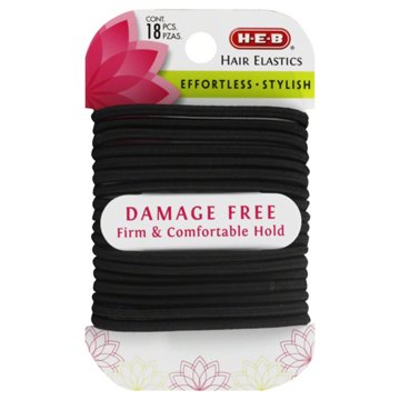 H-E-B Damage Free Satin Black Hair Elastics, 18 ct