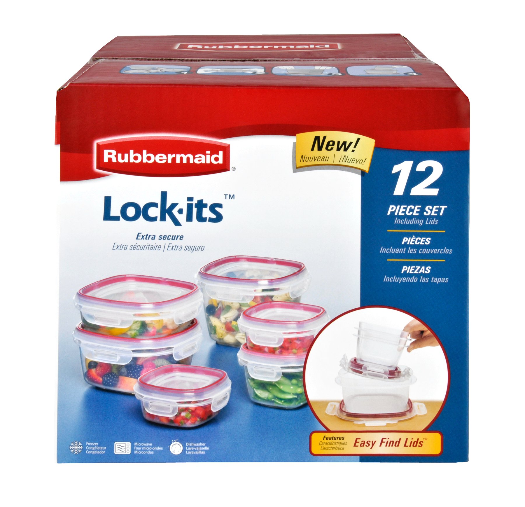 Rubbermaid Lock-its 12 Piece Extra Secure Food Storage Containers ...