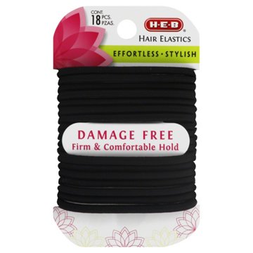 H-E-B Damage Free Black Hair Elastics, 18 ct