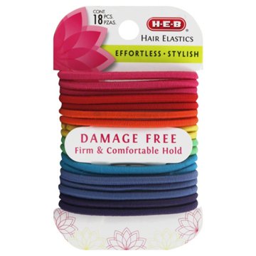 H-E-B Damage Free Hair Elastics Bright Assorted Colors, 18 ct