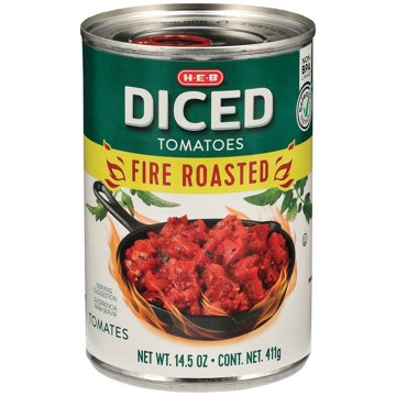 H-E-B Fire Roasted Diced Tomatoes, 14.5 oz