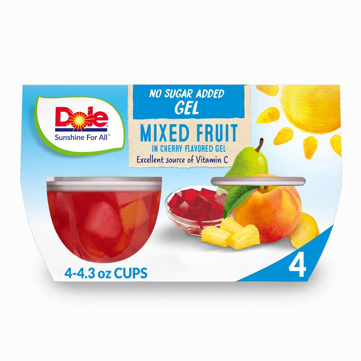 Dole Fruit Bowls - Mixed Fruit in No Sugar Added Cherry Flavored Gel; image 1 of 2