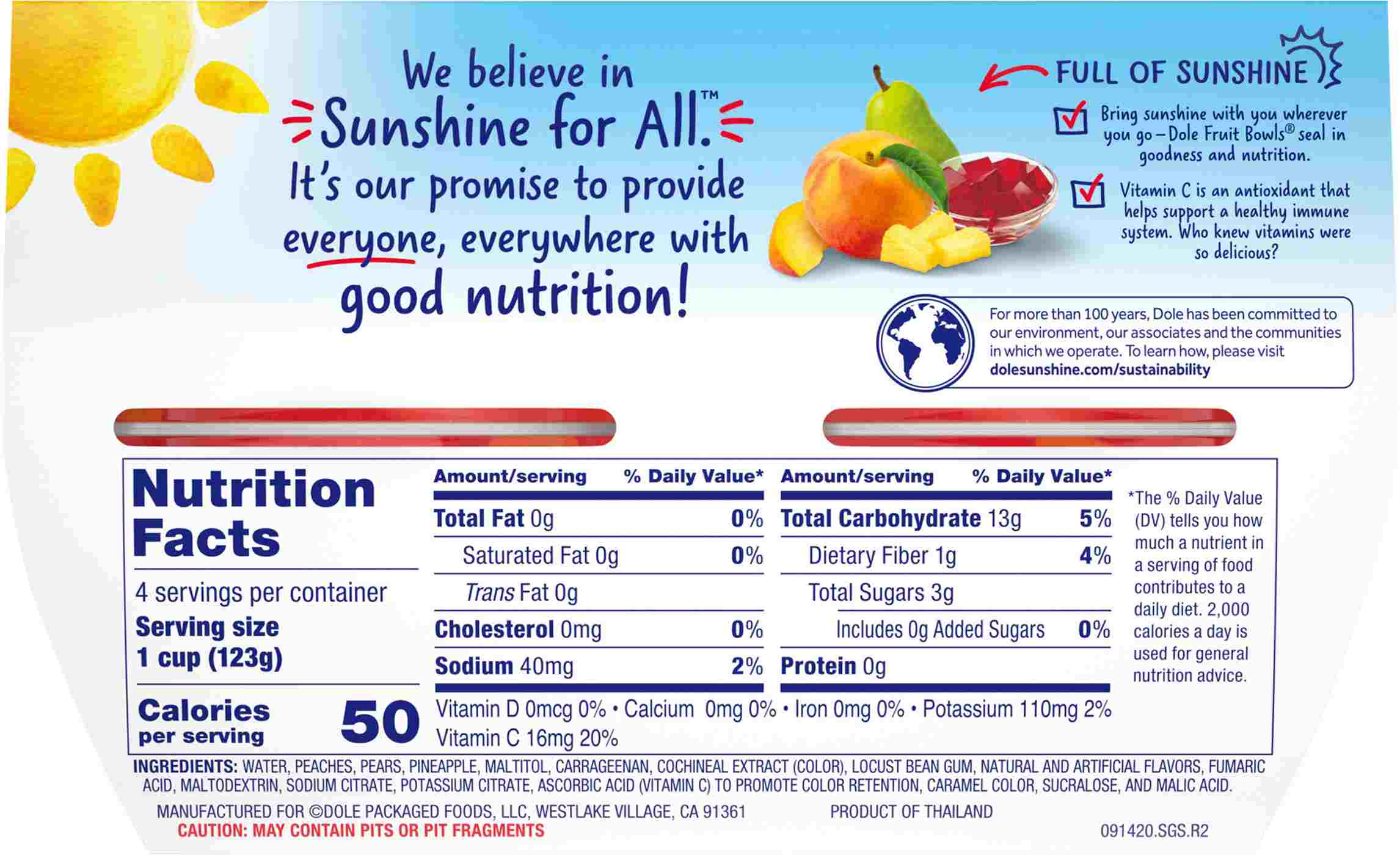 Dole Fruit Bowls Mixed Fruit in No Sugar Added Cherry Flavored Gel Shop Mixed Fruit at HEB