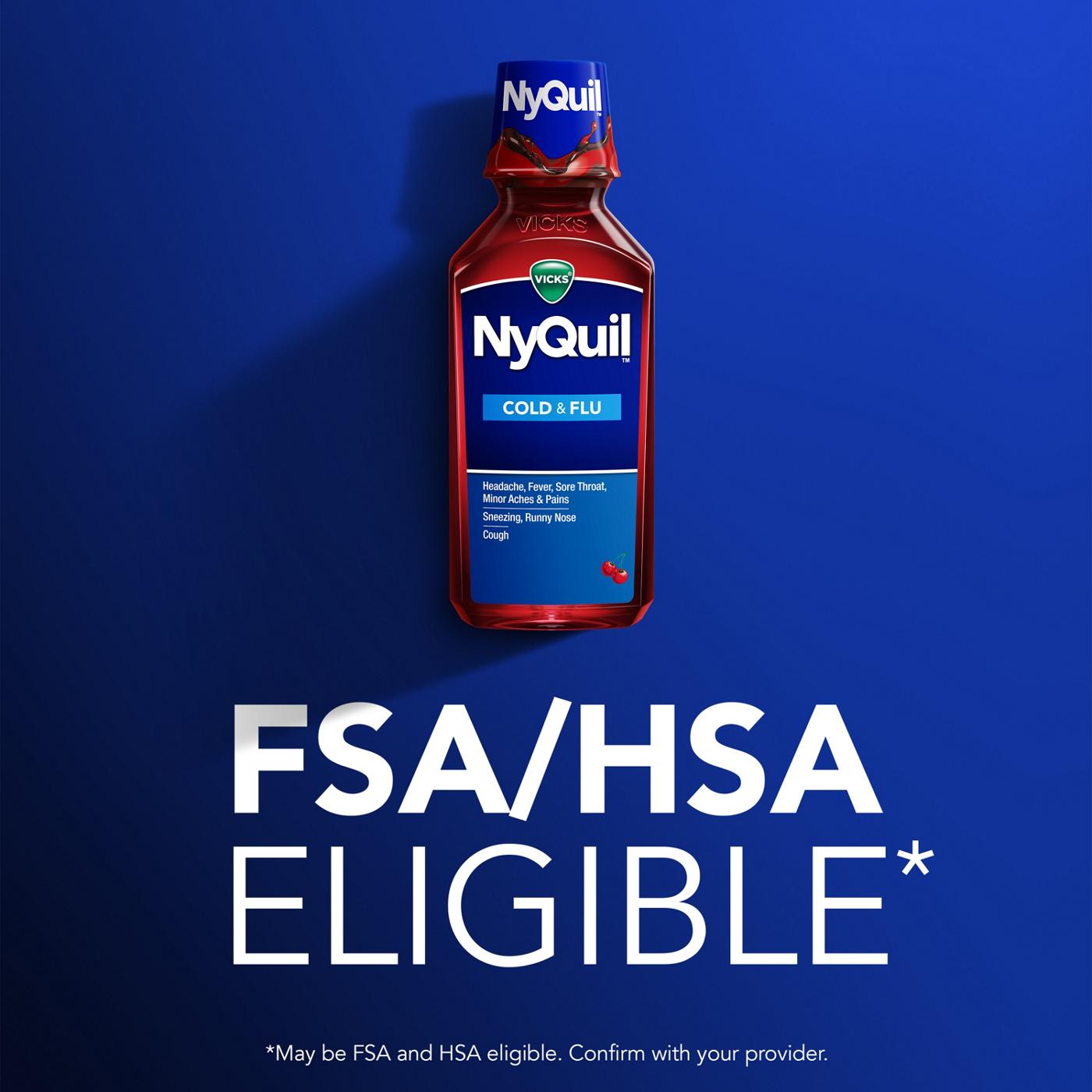 Vicks NyQuil Cold & Flu Relief Liquid Over-the-Counter Medicine, Powerful Multi-Symptom Nighttime Relief, Cherry Flavor; image 8 of 8