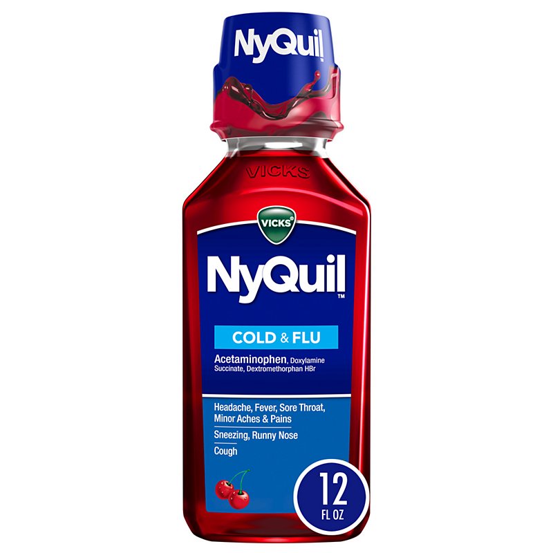 Vicks Nyquil Cold And Flu Nighttime Relief Cherry Liquid Shop Medicines And Treatments At H E B