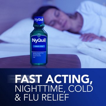 Vicks NyQuil Cold & Flu Relief Liquid Over-the-Counter Medicine, Powerful Multi-Symptom Nighttime Relief