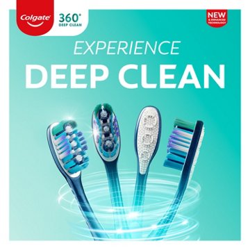 Colgate 360° Toothbrush with Tongue and Cheek Cleaner, Medium