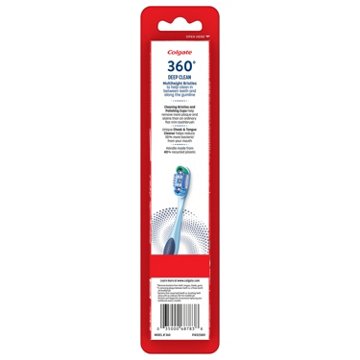 Colgate 360° Toothbrush with Tongue and Cheek Cleaner, Medium