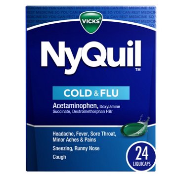 Vicks NyQuil Cold & Flu Relief Liquicaps Over-the-Counter Medicine, Powerful Multi-Symptom Nighttime Relief