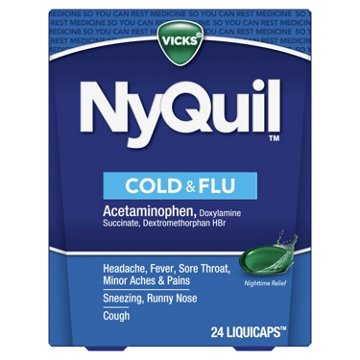 Vicks NyQuil Cold & Flu Relief Liquicaps Over-the-Counter Medicine, Powerful Multi-Symptom Nighttime Relief