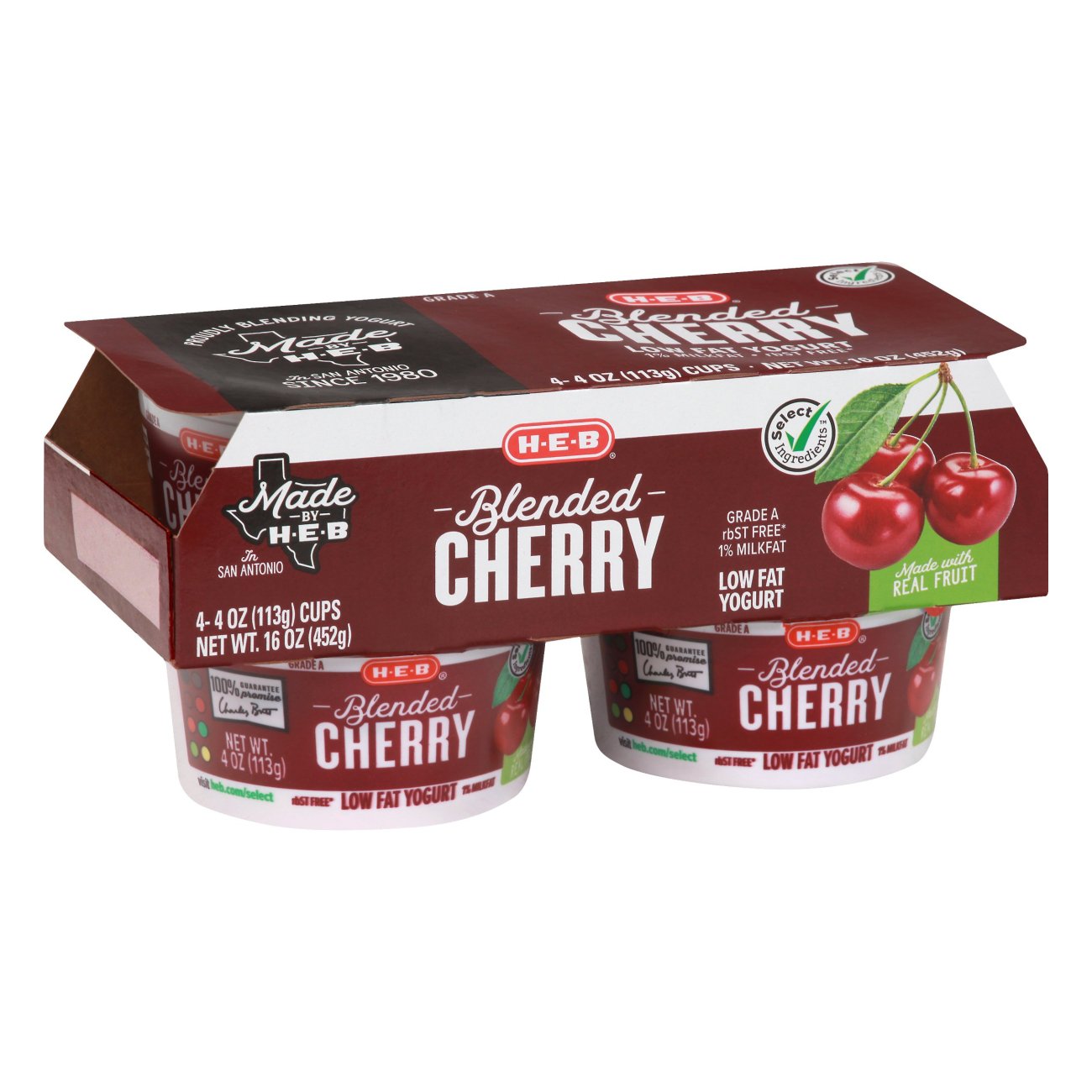 H-E-B Select Ingredients Blended Low-Fat Cherry Yogurt - Shop Yogurt At ...