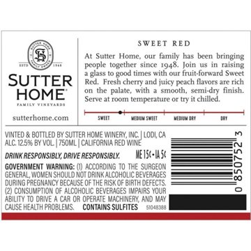 Sutter Home Family Vineyards Sweet Red Wine, 750 mL