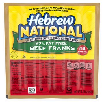 Hebrew National 97% Fat Free Beef Franks, 9.43 oz