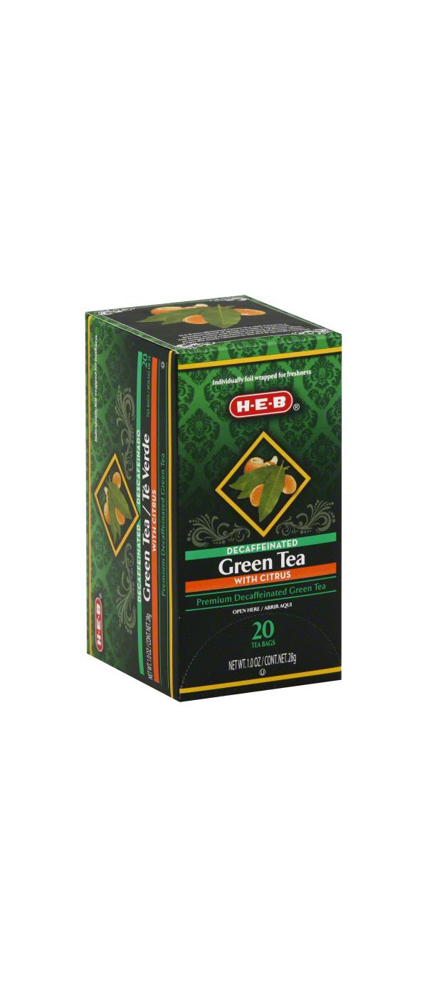 H-E-B Decaf Green Tea with Citrus Tea Bags; image 2 of 2