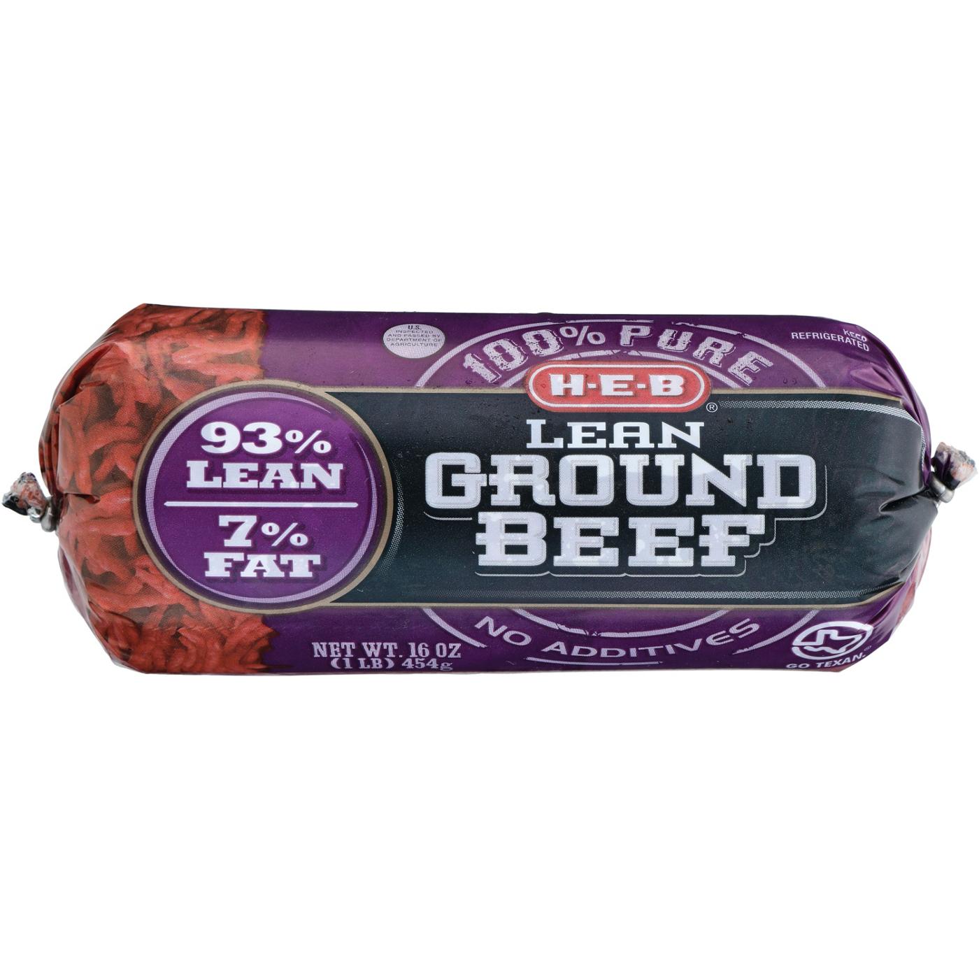 H-E-B 100% Pure Lean Ground Beef, 93% Lean; image 1 of 2
